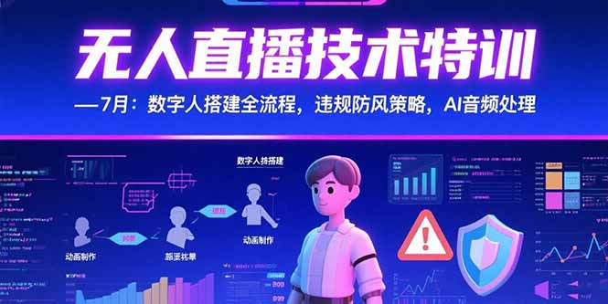 无人直播技术特训-7月:数字人搭建全流程,违规防风策略,AI音频处理-优优云网创
