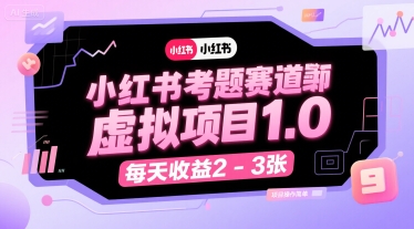 小红书考题赛道虚拟项目1.0，项目操作简单，每天收益2-3张-优优云网创