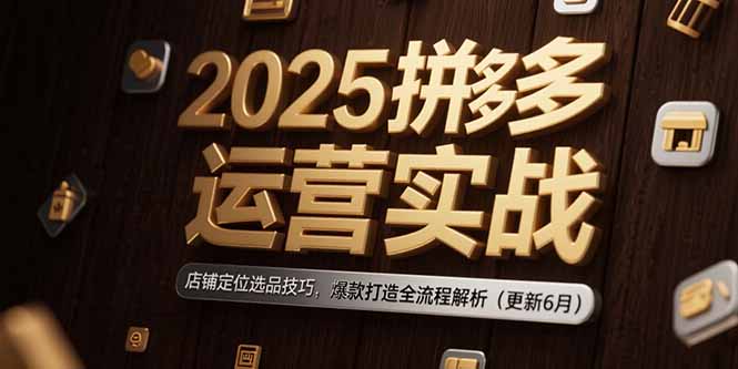 2025拼多多运营实战：店铺定位选品技巧，爆款打造全流程解析(更新6月-优优云网创