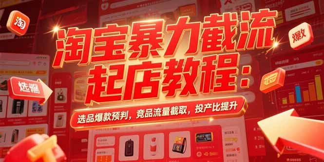 淘宝暴力截流起店教程：选品爆款预判，竞品流量截取，投产比提升-优优云网创