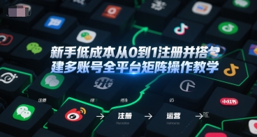 新手低成本从0到1注册并搭建多账号全平台矩阵操作教学，手机号-邮箱-IP-工具-优优云网创