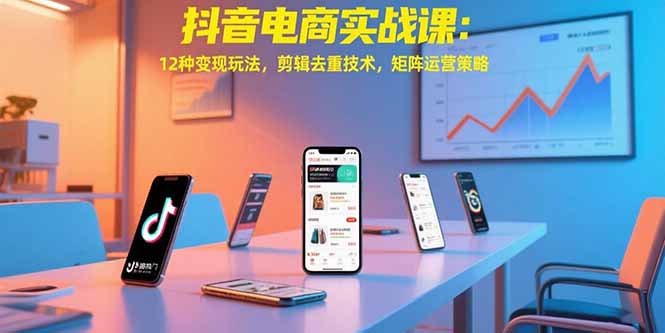 抖音电商实战课：12种变现玩法，剪辑去重技术，矩阵运营策略-优优云网创