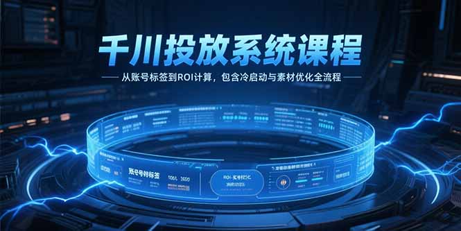 千川投放系统课程，从账号标签到ROI计算，包含冷启动与素材优化全流程-优优云网创