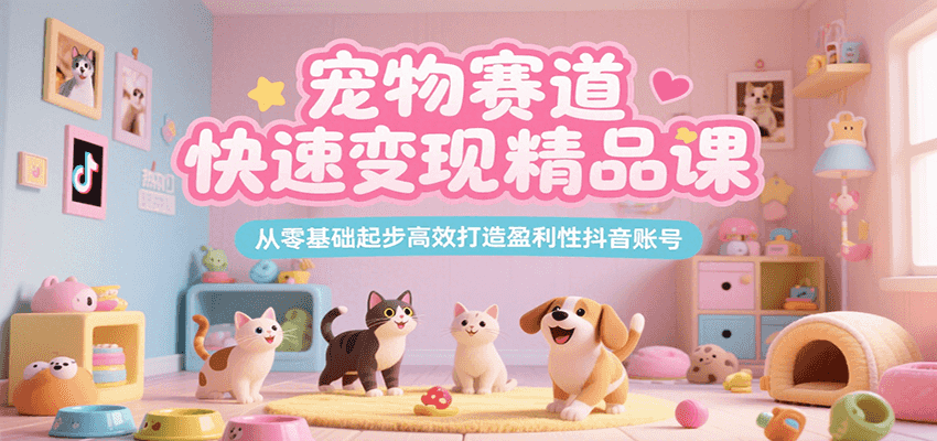 宠物赛道快速变现精品课，从零基础起步高效打造盈利性抖音账号-优优云网创