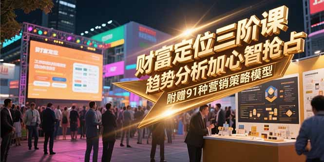 财富定位三阶课，趋势分析加心智抢占，附赠91种营销策略模型-优优云网创